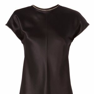 Helmut Lang Zip Detail Satin Cap Sleeve Blouse